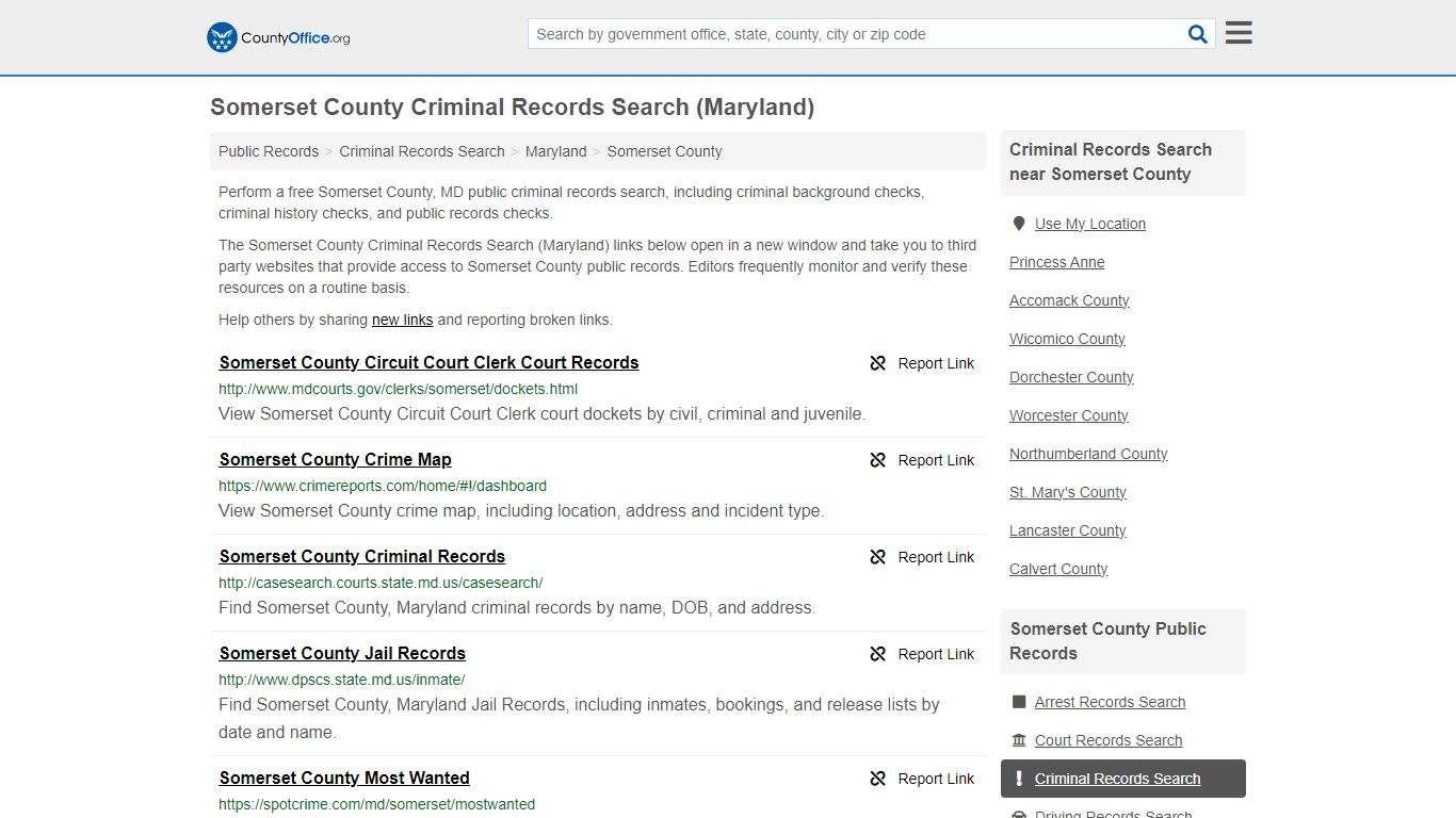 Somerset County Criminal Records Search (Maryland)